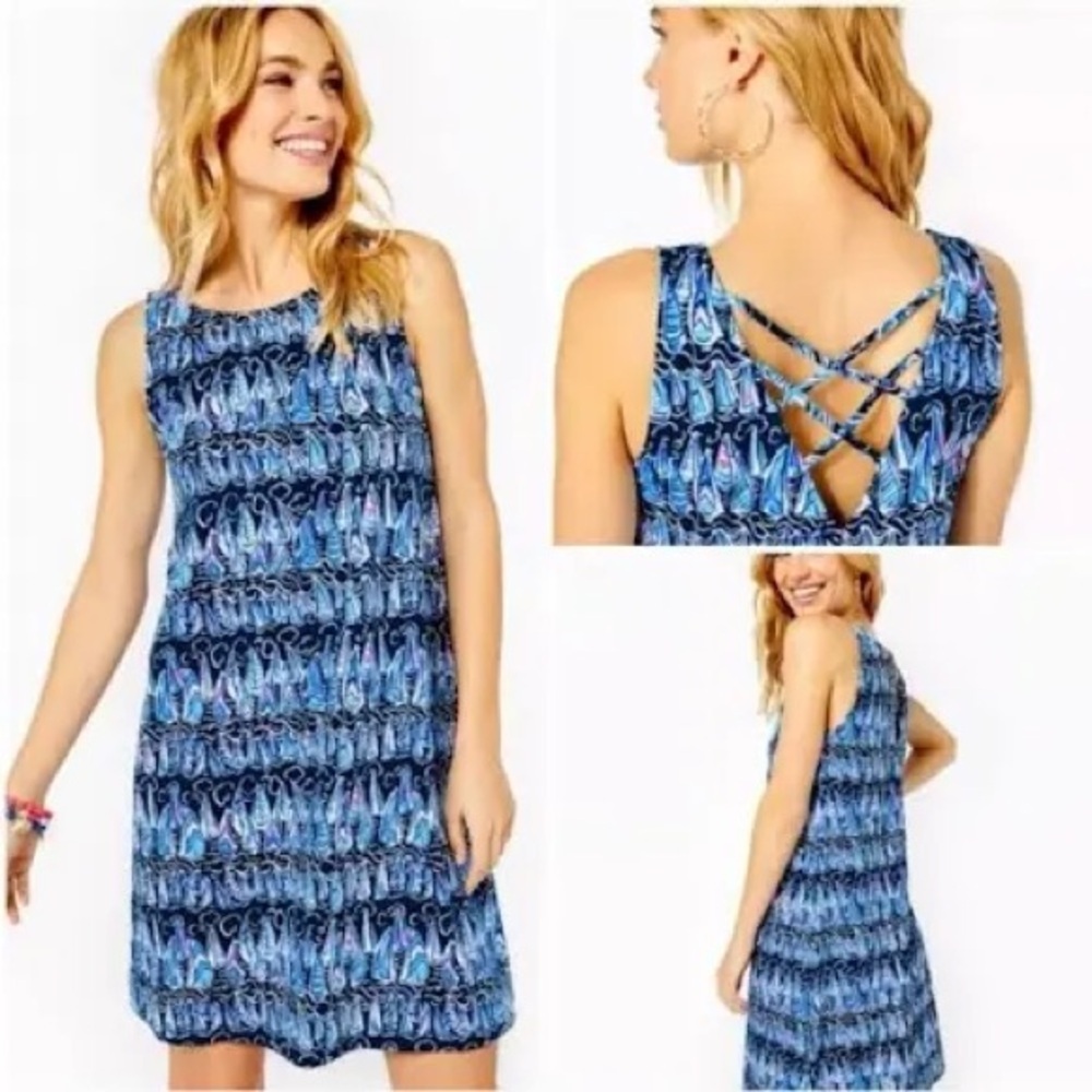 Lilly Pulitzer Kristen Swing Dress in Low Tide Navy Sails and Stripes Size XL